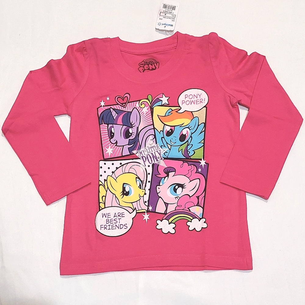 Hasbro My Little Pony Girl's Pink Long Sleeved Tee NWT Sizes 5, 6 & 6X